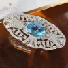 Komponenten Sterling Silber Renaissance natürliche Topaz Brosche traditionelle Edelstein -CZ -Blume Braut Hochzeit Pin C11N3S26032