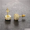 Boucles d'oreilles en filetage de zircon Hiphop FL pour hommes et femmes Diamond Gold plaqué 220125 Drop Livraison bijoux otoxn