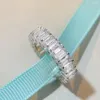 Cluster anneaux mode 925 Sterling Silver Band for Women Diamond Diamond High Carbon Pagoda Cut Zircon Ring HW Style