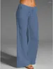 Active Pants Summer Overized Wide Leg Women Vintage Cotton Linen Palazzo Fashion Long Trousers Casual Elastic Midje Solid Pantalon 5xl