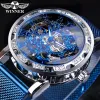 Watchs Winner Fashion Diamond Display da uomo Orologio da uomo Blue Steel Classic Royal Gear Movement Skeleton Meccanical Skeleton Watch