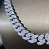 Hot Selling Sterling Silver Cuban Chain Necklace Ice Out Through Diamond Testing Moissanite Hip Hop Chunky Cuban Chains