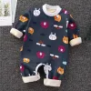 Pieces de uma peças meninas meninos longsleeve macacão bebê macacão primavera e outono meninas recém-nascidas roupas de desenho animado lã de lã de lã de lã