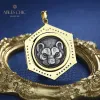 PENDANTI APOLLO Monete d'argento greco Canno esagonale CZ CZ Accento 18K oro due tono solido 925 monete romano in pendente solo N1035