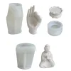 Équipements R3MC Guanyin Hand Bandlers Moules de résine de résine Lotus Base Buddhas Statue Moule de moisissure Moules de silicone pour bricolage Bijoux à chandelles