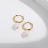 Clips Minimalist Eardrop Pearl Small Hoop Earrings for Women Gold Color Stainless Steel Circle Huggies Hoops Ear Buckle Jewelry 2022