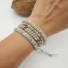 Stränge Amazonit Triple Wrap Armband Bohemian Perlenarmband Geschenk für Mutter