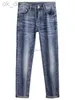 Jeans designer maschile jeans ricamato jeans marchio alla moda maschile primavera e elastico elastico slim fit versatili pantaloni lunghi versatili con piccoli piedi