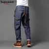 Jeans femininos Supzoo chegou ao topo da moda de linha para uniformes casuais de outono e inverno masculino de gordura solta jeans de cargo de bolso YQ240423