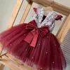 Girl Robes Summer Princess Toddler Kids Girls Girls Tutu Dress Party Wedding 1 à 5 ans Anniversaire pour Pearl Bow Costumes Lace Robe