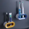 Heads Electric Tooth Brush Holder Double Hole Selfadhesive Stand Rack Wallmontered Holder Storage Space Saving Badrumstillbehör