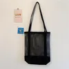 Axelväskor strandpåse canvas mesh net handväska torr våt crossbody lady messenger totes för kvinnor picknick simning resor