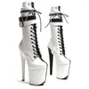 Chaussures de danse Leecabe 20cm / 8inch mette pu supérieur noir avec une tendance de couleur blanche mode High talons