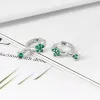 Oorbellen 925 Sterling zilveren naald groene zirkoon hoepel oorbellen voor vrouwen mode water drop/bloem bengelen zilveren oorbellen luxe sieraden