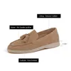 Casual Shoes Donna-in Luxury Leather Loafers Women Sheepskin Suede Elegant Slip On Comfort Oxfords Female Handmade Tassel