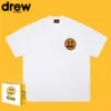 Drew Mango Trendy Brand Korte mouwen shirt Smiling Face T -shirt Pure katoenen high street los