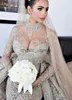 2020 Luxury Crystal Pärled sjöjungfru bröllopsklänningar med avtagbart tåg Sexig höghals Långa ärmar Arabiska Mulslim Bridal Gown2687