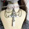 Necklaces women Men pacifier Harajuku Gothic Punk necklace streetwear Subculture Spice Y2K Girl Collar Leather Rivet choker spike chokers