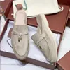 Lyxdesigner män kvinnor tofflor skor lp män kvinnor loafers platt låg topp mocka ko läder oxfords casual skor moccasins loafer slip sandaler tofflor skor 35-45