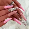 24pcs Artifical Fake Nails Long Coffi