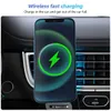 Mobiltelefoner Holder Magnetic Wireless Charger Car Holder för MacSafe iPhone 12 13 14 Pro Max 15W Fast Wireless Charging Mount Smartphone Car Charger Y240423