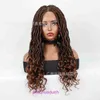 Heet verkopen Long Braid Curly Wig Synthetische vezels voorkant van de voorkant van de voorkant voor zwarte mensen