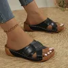 Slipare Gold Silver Wedge Sandals Women 2024 Summer Tjock Bottom Platform Woman Plus Size 43 Retro Slip on Beach Sandles Slide H240423