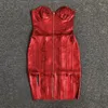 Casual Dresses Sexy Slim Women Strapless Off Shoulder Sleeveless Long Zipper Printing Red Black Mini High Quality Bodycon Bandage Party