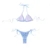 Novo biquíni dividido na moda europeia e americana para feminino Blue Blue Sexy Bikini Conjunto