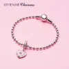 Strängar Athenaie 925 Sterling Silver Shiny Soft Pärlor Armband Fit Charms Pärla för Girl Women Birthday Present