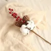 Decorative Flowers Single Branch Simulated Cotton Bouquet Balcony Decorations Outdoor Christmas Supplies Pographic Props Fake Plants Decor