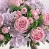 En gros de 30 cm de fleurs artificielles Bouquet de rose rose hydrangea époux de pivoine tenant des fleurs fausses plantes à la maison accessoires de décoration de mariage à la maison
