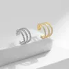 Örhängen Modian 1st Multi Line Layer Clar Zirconia Ear Cuff 925 Sterling Silver Trendy Clip Earrings for Women Girls Fine Jewelry Gift