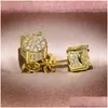 Stud Choucong Hip Hop Earring Vintage Jewelry 925 Sterling Sier Yellow Gold Fill Pave White Sapphire Cz Diamond Sparkling Women Men Ea Otyk7