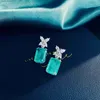 Dangle Kronleuchter Neuankömmlinge Nadelohrringe weiblich 6 Karat Synthetic Paraiba Stud 10*14 mm Mode vielseitiger Schmuck Geschenk H240423