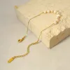 Strands Wild Free Free Trendy Stainless Aço Irregular Pearl Bracelet para mulheres Vintage Vintage Presente de jóias de ouro à prova d'água elegante