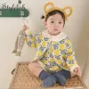 One-Pieces 2022 Spring Baby Cost vêtements Baby Sweater Flower Flearry Baby Girl Tricoted Cardigan + Raiper Frawling Suit Twopiece