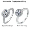 100% Rings 1CT 2CT 3CT Brilliant Diamond Halo Engagement For Women Girls Promise Gift Sterling Silver Jewelry 240401