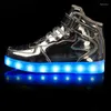 Buty swobodne Trump LED Light Up For Men High Top Sneakers USB Naładujące kobiety świecące światło migające dzieci