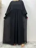 Ethnische kleding Moslim Abaya -jurk Dubai Marokkaanse Kaftan Chiffon Women jurken voor prom Turkije zwart lang versluierd met gevoerde Ramadan