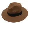 Beralar Panama Hip Şapka Erkekler Yaz Geniş Kıza Açık Güneş Visor Plajı