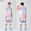 Fans Tops Tees Quick Dry Boys Men Basketball Jerseys Outfit Personalized Custom Gradient Color Print Kids Man Basketball Shirt Shorts Uniforms Y240423