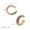 Oorbellen zhukou c vorm oor manchetten 16 kleuren kubieke zirconia vrouwen oor clips olijfgroene clip op oorbellen mode sieraden groothandel ve131