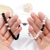 Strands New Black White Beads Bracelet Magnet Heart Couple Natural Stone Matching Bracelets for Men Women Gift Friendship Charms Jewelry