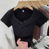 Długość ramion damska koszulka damska krótkie rękawy Lato nowy trend Pure Desire Style Pikantna dziewczyna Instagram Top Internet Red Slim Fit Shirt