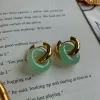 Clips nieuwe transparante hars geometrische hoepel oorbellen voor vrouwelijke roestvrijstalen cirkel oor hoepels met natuursteen charmes geschenken