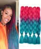 5Packs Two Tone Ombre Braiding Hair Kanekalon Braids Hair Extensions Synthetic 24Inch Jumbo Braiding Hair for Box Braids Red to Cy2664939