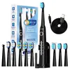 Seago Sonic Electric Tooth Brush Tandborste USB uppladdningsbar vuxen ultraljudständer rengöring 10 Ersättande tandborstehuvuden 240409