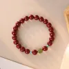 Strands Natural Cinnabar Bracciale Sand d'oro viola femminile e Hottan Jade Animal Year Cinese Style Cinese in rilievo Sweet Handing Women's Regalo