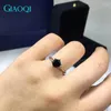Cluster Rings GIAOQI Genuine 10K White Gold 1 Round Pefect Cut Diamond Passed Black Moissanite Ring For Female Princess Jewelry